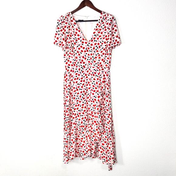 Talbots Women’s Dress Cottagecore Garden Tulip Print V-Neck Midi Ruffle Hem Sz 4 - Picture 1 of 9